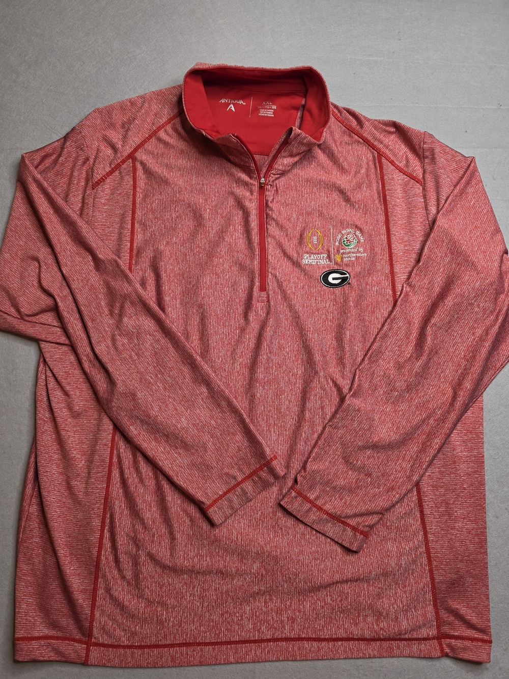 Antigua Red Georgia Rose Bowl Playoff Quarter-Zip Pullover XXL - Picture 3 of 8